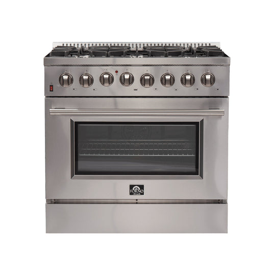 Forno Galiano 36-Inch Freestanding Dual Fuel Range, 6 Burners, Double Convection Ovens 