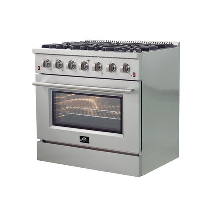 Forno Galiano 36-Inch Freestanding Gas Range, Stainless Steel, 6 Burners, Energy Efficient 