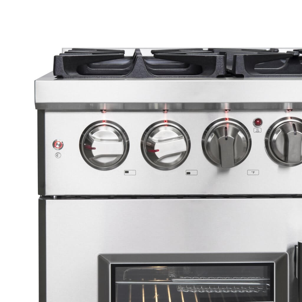 Forno Massimo 36-Inch Freestanding French Door Dual Fuel Range, 6 Burners, True Convection Oven 